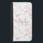Chic Blush Pink | Roos Gold Foil Monogram<br><div class="desc">Girly Blush Pink | Roos Gold Foil Monogram telefoonportefeuille met trendy roze of roos gouden folie marmer en uw aangepaste naam en monogram.</div>