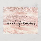 Chic Blush Pink & Roos Gold Maid of Honor Voorstel Briefkaart (Voorkant)