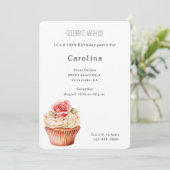 Chic Blush Pink Rose Cupcake Verjaardag Kaart (Staand voorkant)