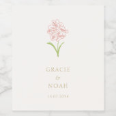 Chic Blush Pink Rose Wedding Wine Label Wijn Etiket (Enkel label)