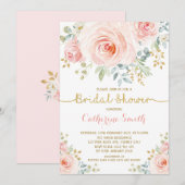 Chic Blush Pink Roses Vrijgezellenfeest Kaart (Voorkant / Achterkant)
