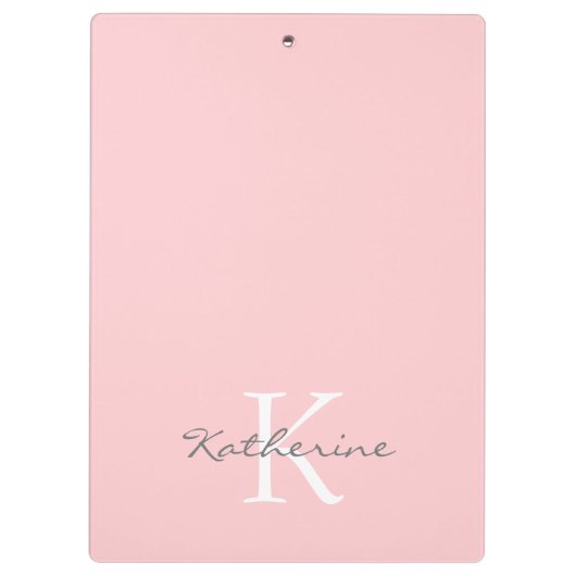 Chic Blush Pink Script Monogram op maat gemaakt Klembord (Achterkant)