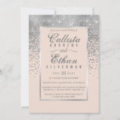 Chic Blush Pink Silver Glitter Confetti Wedding Kaart (Voorkant)
