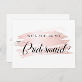 Chic Blush Pink Stroke Bridesmaid Voorstel Briefkaart (Voorkant / Achterkant)