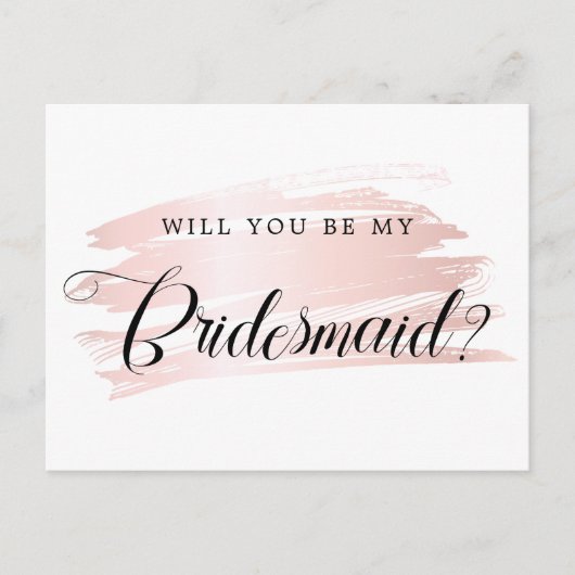 Chic Blush Pink Stroke Bridesmaid Voorstel Briefkaart (Voorkant)