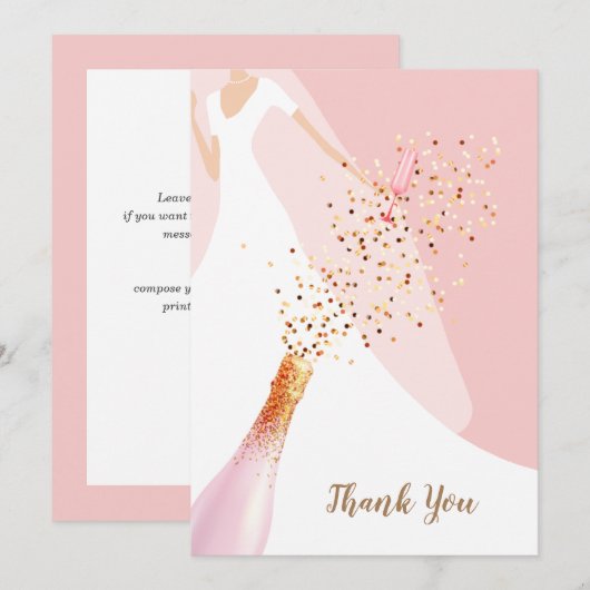 Chic Blush Pink Vrijgezellenfeest Bedankkaart (Voorkant / Achterkant)