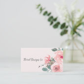 Chic Blush Pink Waterverf Floral Professional Visitekaartje (Staand voorkant)