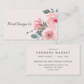 Chic Blush Pink Waterverf Floral Professional Visitekaartje (Voorkant / Achterkant)