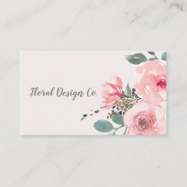 Chic Blush Pink Waterverf Floral Professional Visitekaartje