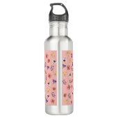 Chic Blush Pink Waterverf Floral Waterfles (Achterkant)