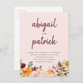 Chic Blush Pink Waterverf Floral Wedding Uitnodiging Briefkaart (Voorkant / Achterkant)