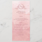 Chic Blush Pink Waterverf, Monogram Weddenschap Me Menu (Voorkant)