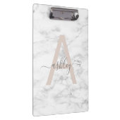 Chic Blush Pink White Marble Script Name Monogram Klembord (Rechts)