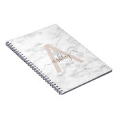 Chic Blush Pink White Marble Script Name Monogram Notitieboek (Rechterzijde)