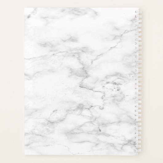 Chic Blush Pink White Marble Script Name Monogram Planner (Achterkant)