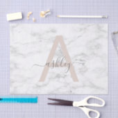 Chic Blush Pink White Marble Script Name Monogram Tissuepapier (Craft)