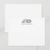 Chic Blush Pink White Peony Boho Rustic Feathers Notitiekaartje (Voorkant / Achterkant)