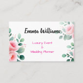 Chic Blush Roos & Eucalyptus Event Planner Visitekaartje (Voorkant)