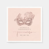 Chic Blush & Roos Gold Folie Masquerade Quinceañer Servet (Voorkant)
