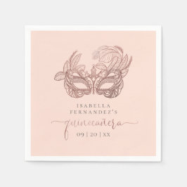 Chic Blush & Roos Gold Folie Masquerade Quinceañer Servet