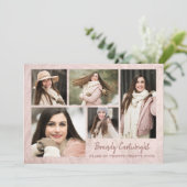 Chic Blush Roos Gold Marble Afstuderen 5-foto Kaart (Staand voorkant)
