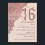 Chic Blush Roos Gouden Glitter Kleurenblok Sweet 1 Kaart<br><div class="desc">Deze glamoureuze en chique Sweet 16-uitnodiging is het perfecte ontwerp voor een blitse en moderne gebeurtenis. Het ontwerp bestaat uit een elegant en trendy faux geprint roos gouden sprankelende glitter pailletten, artsy diagonaal gesneden kleurenblok bovenop een eenvoudige blush roze achtergrond. Custom roos gouden penseelstreek typografie is ook een kenmerk van...</div>