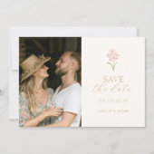 Chic Blush Roos Ivoor Fotobruiloft Save The Date (Voorkant)