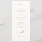 Chic Blush Roos Ivoor Kaart Wedding Menu (Voorkant)