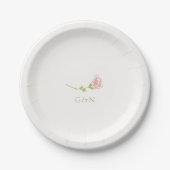 Chic Blush Roos paar Initialen bruiloft Papieren Bordje (Voorkant)