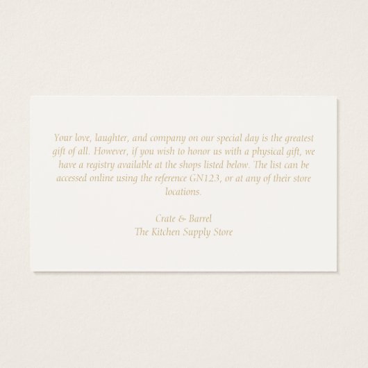 Chic Blush Roos Wedding Registry Enclosure Visitekaartje (Achterkant)