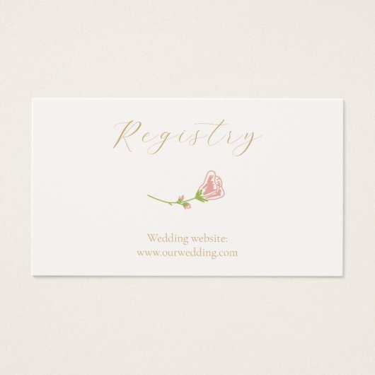Chic Blush Roos Wedding Registry Enclosure Visitekaartje (Voorkant)