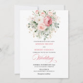 Chic Blush Rose Gold Floral Wedding Invitation Kaart (Voorkant)