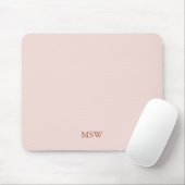Chic blush roze aangepaste monogram initiaal elega muismat (Met muis)