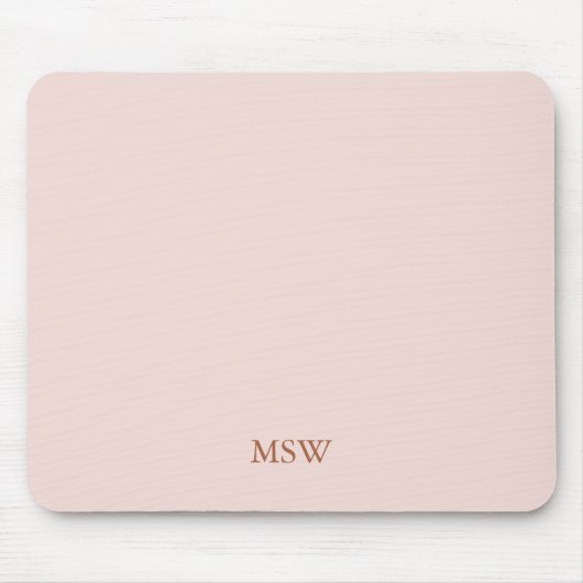 Chic blush roze aangepaste monogram initiaal elega muismat (Voorkant)