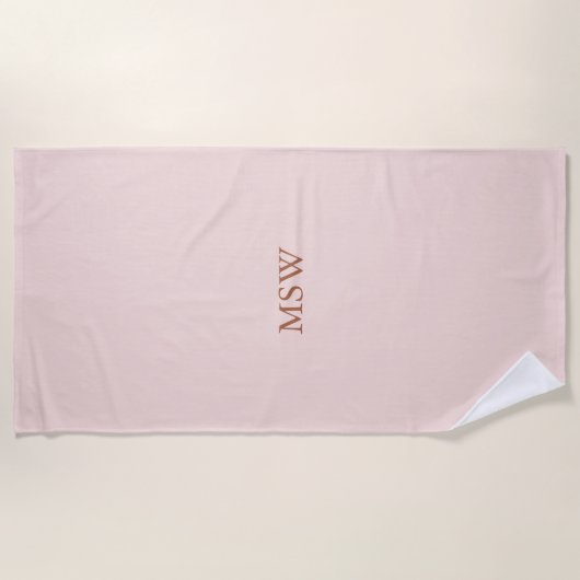 Chic blush roze aangepaste monogram initiaal elega strandlaken (Voorkant)