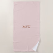 Chic blush roze aangepaste monogram initiaal elega strandlaken (Voorkant)
