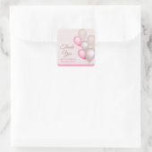 Chic Blush Roze Beige Ballonnen Verjaardag Bedankt Vierkante Sticker (Tas)