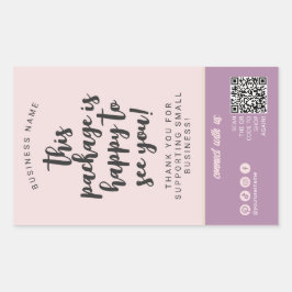 Chic Blush Roze & Beige Verpakking Vrouwelijk Labe Rechthoekige Sticker