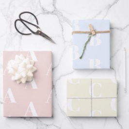 Chic blush roze bleek blauwe crème aangepast monog inpakpapier vel