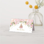 Chic Blush Roze Bloem Reizen Bagage Bruids Plaatskaartje (Voorkant)
