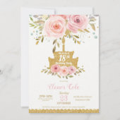 Chic Blush Roze Bloemen 18e Verjaardag Taart Kaart (Voorkant)