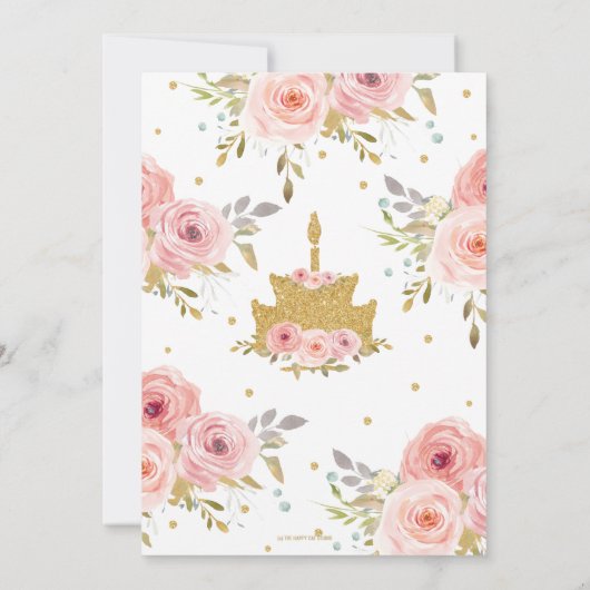 Chic Blush Roze Bloemen 18e Verjaardag Taart Kaart (Achterkant)