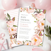 Chic Blush Roze Bloemen Baby shower Kaart
