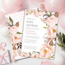 Chic Blush Roze Bloemen Baby shower