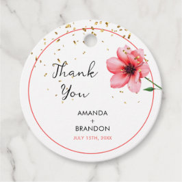 Chic Blush Roze Bloemen Confetti Lijst bruiloft Bedankjes Labels