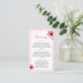 Chic Blush Roze Bloemen Confetti Lijst bruiloft Informatiekaartje (Staand voorkant)