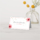 Chic Blush Roze Bloemen Confetti Lijst bruiloft Plaatskaartje (Achterkant)