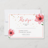 Chic Blush Roze Bloemen Confetti Lijst bruiloft RSVP Kaartje (Voorkant)