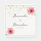 Chic Blush Roze Bloemen Confetti Lijst bruiloft Servet (Voorkant)