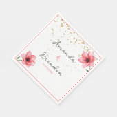 Chic Blush Roze Bloemen Confetti Lijst bruiloft Servet (Hoek)